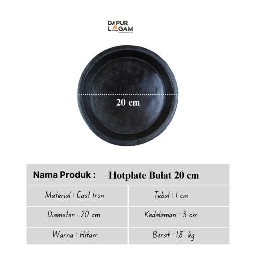 hotplate bulat polos 20 cm